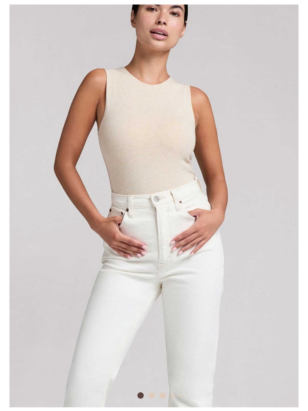 Nuuds Women’s Classic Crew Tank Bodysuit in Bone
